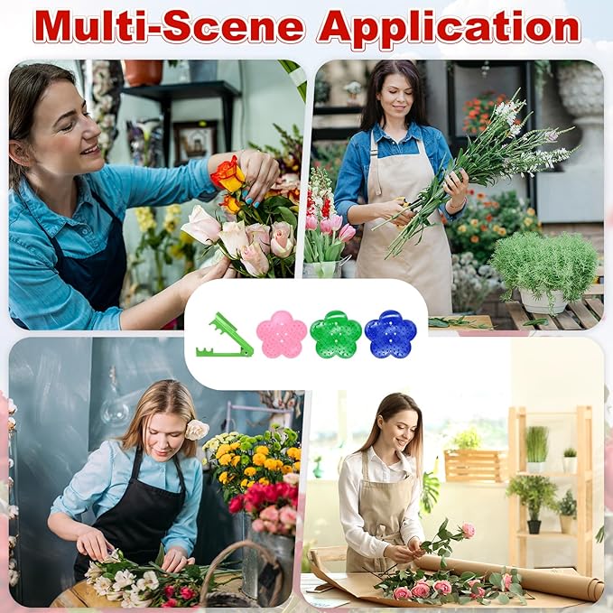 M METERXITY 1-Set Rose Thorn Stripper Tool, Plastic Metal Rose Stem Leaf Thorn Strippers for Bouquets Pruning Branches/Floral Arrangement, Flower Stripping Tool Remove Kit [Green, Pink, Blue]