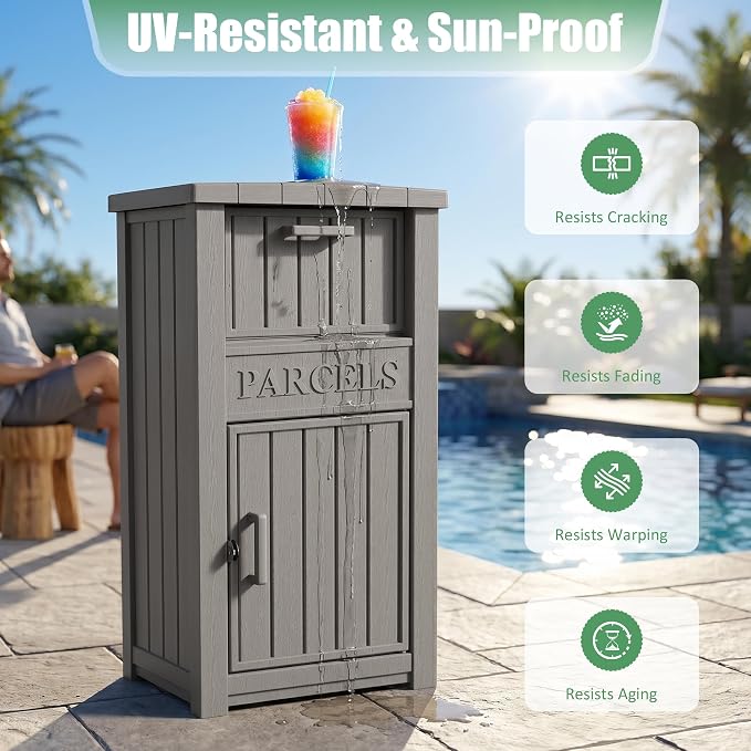 Large Package Delivery Boxes for Outside Waterproof Parcel Drop Storage Box UV Resistant Resin Lockable Secure for Outdoor Porch Patio (Grey-2)