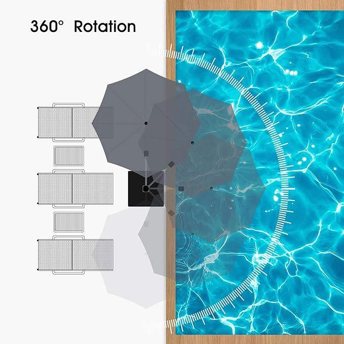 PURPLE LEAF 12 FT Cantilever Patio Umbrellas with Base Included, Large Round Offset Umbrella with 360° Rotation, Outdoor Aluminum Pool Umbrella for Pool Lawn Garden, Grey