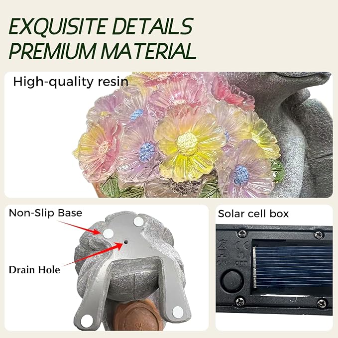 Solar Turtle Garden Statue with LED Light (6"W x 8.6"L x 7.5"H) – Cute Solar Garden Decor Outdoor Turtle Statue for Patio Yard Backyard Lawn, Turtle Decor Garden Statues, Unique Turtle Gifts