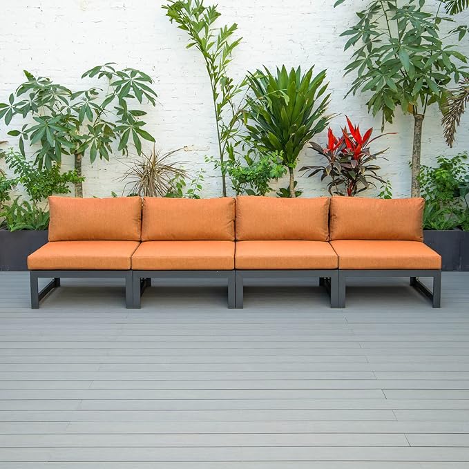 Maykoosh Patio Conversation Set 4 Piece Outdoor Chairs with Cushions - Modern Aluminum Furniture