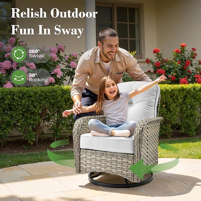 11 Pcs Patio Furniture with Fire Pit Table, Outdoor Rattan Wicker Conversation Set with Glowing Coffee Table, Comfy Sectional Sofa for Porch Balcony Backyard Pool, Light Grey