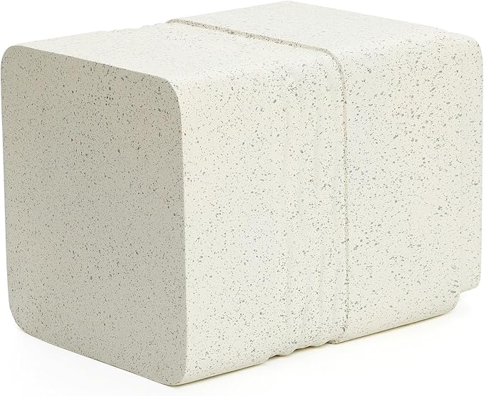LuxenHome Outdoor Side Table for Patio, Off White with Speckled Gray Square Cement Side Table, 18 Inch End Table for Garden, Outdoor Coffee Table, Garden Stool, Accent Table for Indoor and Outdoor