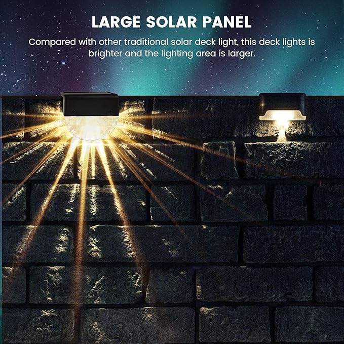 BUNEE Solar Deck Lights 4 Pack Waterproof Solar Step Lights Outdoor Stair Lights Solar Fence Lights Outside Decor for Backyard Garden Deck Fences Wall Patio Steps Stairs Porch