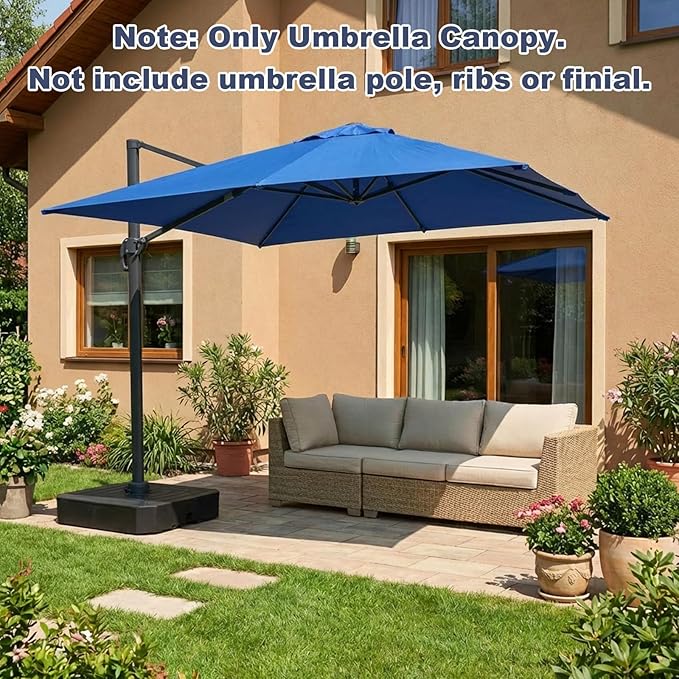 BPS 10'x10' Cantilever Umbrella Replacement Canopy for 8 Ribs Square Offset Umbrella, Outdoor Canopy Replacement for Patio Parasol, Canopy Only