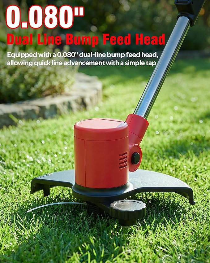 Electric Weed Wacker, 21V Weed Eater Battery Powered, Cordless String Trimmer Adjustable Height Electric Mower for Garden, Edger Lawn Tool