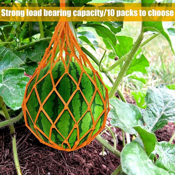 12 Pack Melon Hammocks Cradles, Melon Hammock Mesh Bags for Trellis, Heavy Duty Watermelon Nets with Hooks, Breathable, Durable & Easy - Install Fruit Support Net(Red)