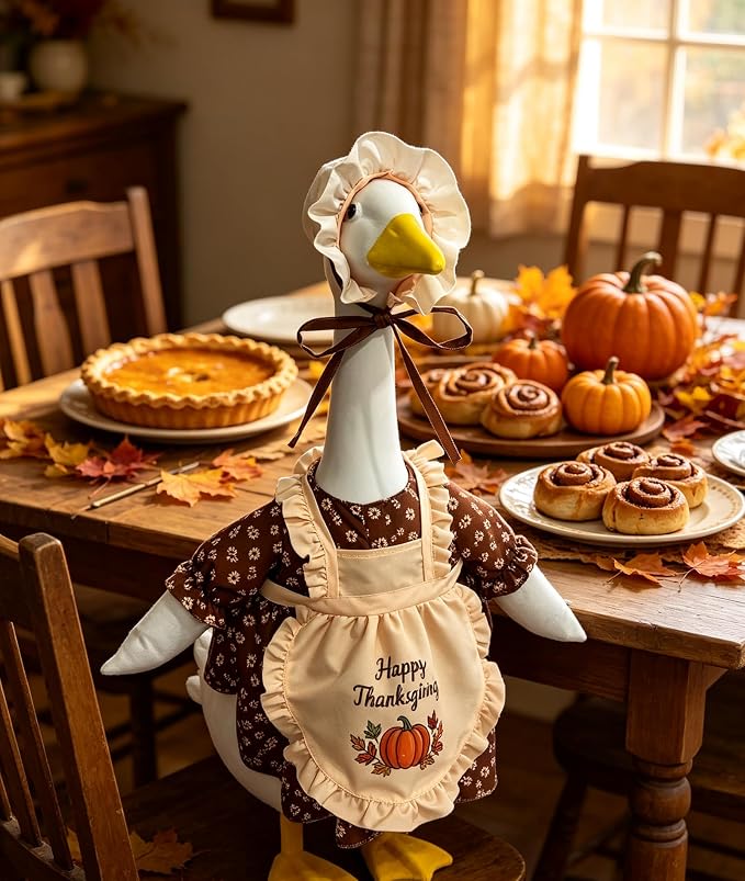 Halloween Porch Goose Outfit 23 Inch Porch Goose Clothes for Holiday | Pumpkin Dress Cape Witch Hat, Thanksgiving Goose Outfit, Christmas Goose Clothes, Holiday Costume for Lawn Geese Status