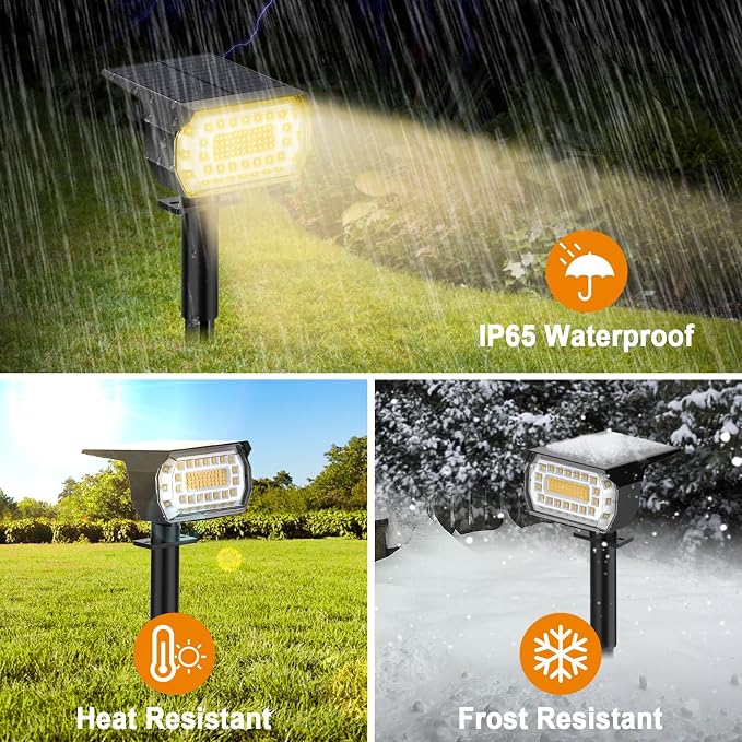 LANSOW Solar Spot Lights Outdoor, [12 Pack/76 LED] 2-in-1 Solar Landscape Spotlights, 3 Modes IP65 Waterproof Dusk to Dawn Solar Powered Flood Wall Lights for Outside Yard Garden Pathway(Warm White)