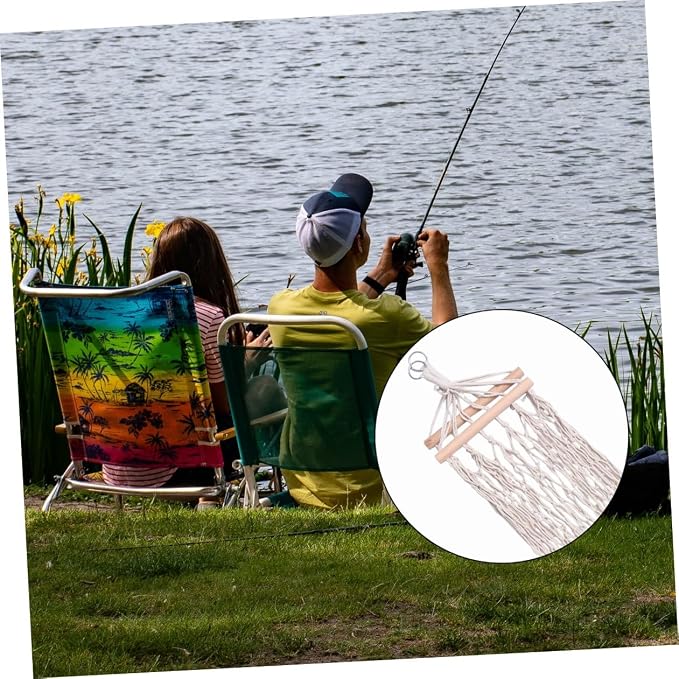 1pc Cotton Rope Hammock Wooden Stick Outdoor Swing Chair for Relaxation and Leisure Supports up to Easy to Assemble and Detachable for Washing