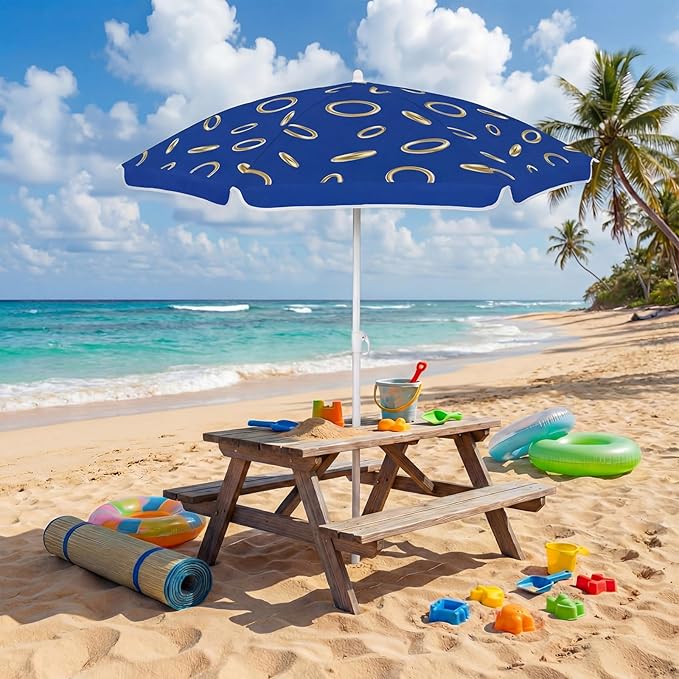 Dansydaisy Beach Umbrella for Water Table, Picnic Table Shade, 47 Inch Replacement Portable Outdoor Umbrella, UV Protection for Sand Play Camping Patio Garden, Tables Not Included