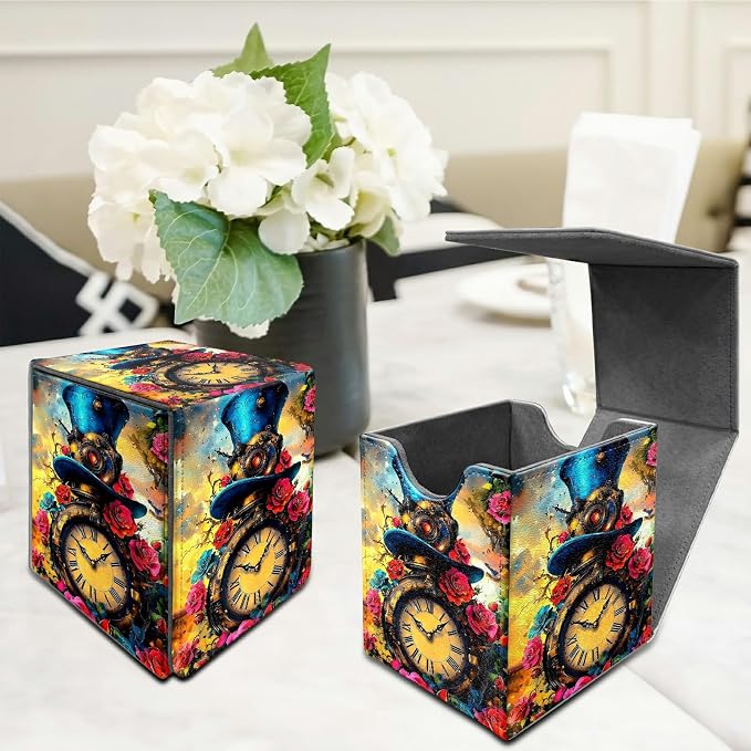 Sunflower Yellow Cow Card Deck Box for MTG, Personalized Card Storage Case Fits 120+ Sleeved Cards, Premium Leather TCG Box with Strong Magnetic Closure for Magic, CCG, PTCG, Baseball Cards
