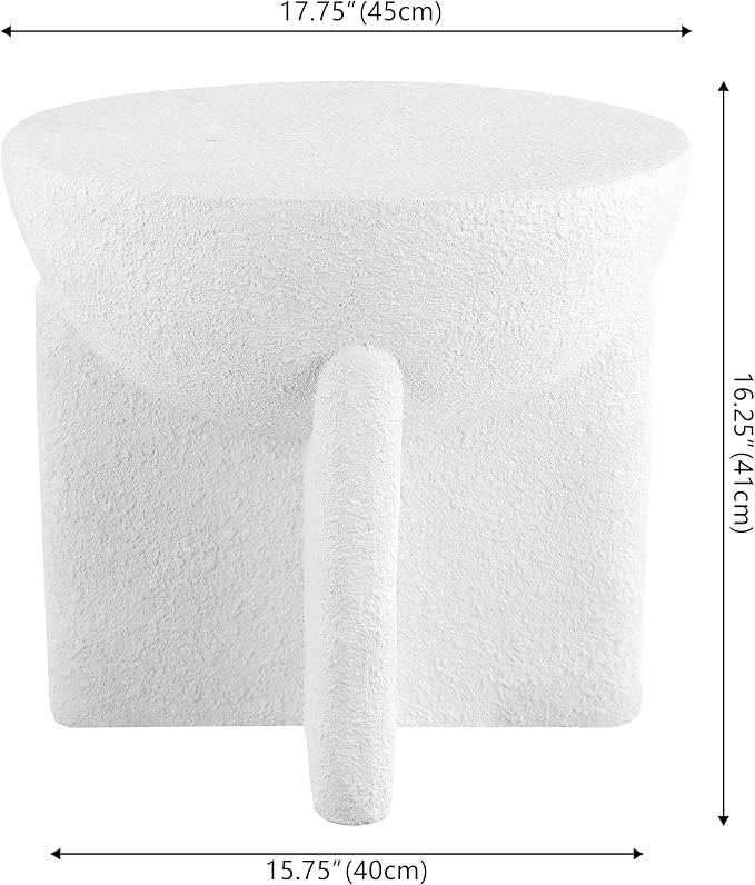JONATHAN Y Brady Indoor/Outdoor Accent Table & Garden Stool, Minimalist Geometric Weather Resistant Sculptural Side Table for Patio, 17.75" x 16.25", White Frosted TBL1109B