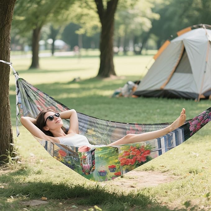 FRMG Flower Shop Camping Hammock 500 lbs Capacity Portable Hammocks with Tree Straps & Attached Carry Bag, Camping Essentials Gear 2013121a