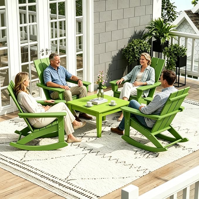 WestinTrends Ashore Outdoor Coffee Table, 32 Inch All Weather Poly Lumber Adirondack Patio Coffee Table Square Low Table, Lime