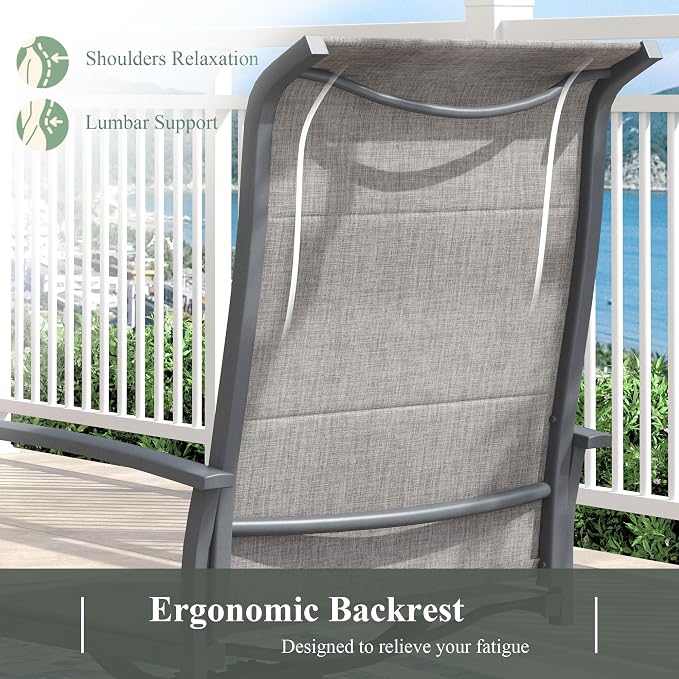 Outdoor Dining Set for 2, 18.5" Metal Round Outdoor Side Table and Padded Textilene Patio Swivel Chairs, 3 Pieces Patio Side Table and Chairs Set for Garden Backyard, Grey and Black