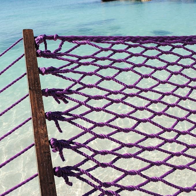 Caribbean Rope Hammock - 55 Inch - Soft-Spun Polyester (Purple)