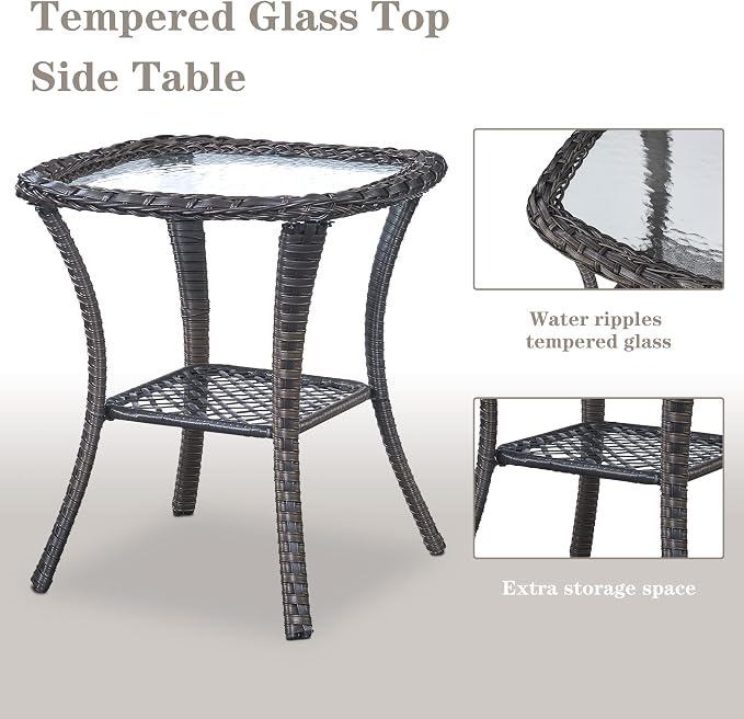 Belord 5 Piece Wicker Patio Furniture Set, Outdoor Swivel Rocker Chairs Set of 2 with Ottomans and Side Table, All Weather Patio Conversation Furniture Set, for Porch Pool, Gray Wicker/Gray