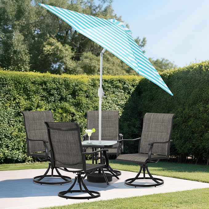 BPS 9FT Outdoor Patio Umbrella, Outdoor Market Table Umbrella with 8 Sturdy Ribs, Push Button Tilt and Crank for Garden, Deck, Backyard, Poolside