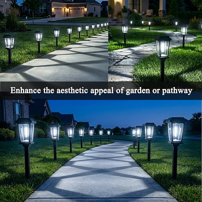 10 Pack Solar Pathway Lights Outdoor, Auto On/Off LED Solar Garden Lights, Decorative Landscape Lighting for Path Yard Walkway Driveway