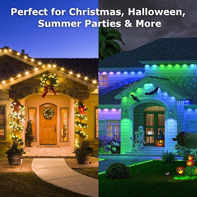 100FT Light Track System for Govee Permanent Outdoor Lights Pro (H706A/H806A), Permanent Halloween/Christmas Light Track, DIY Paintable PVC