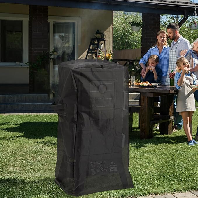 Propane Smoker with Cover, Vertical Gas Smokers Grill with Temperature Control Outdoor Heavy Duty 4 Removable Smoking Shelves