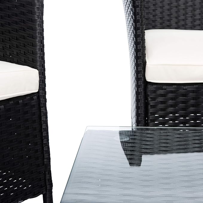 SAFAVIEH Outdoor Collection Bandele Black/Light Grey Cushion 4-Piece Conversation Patio Set