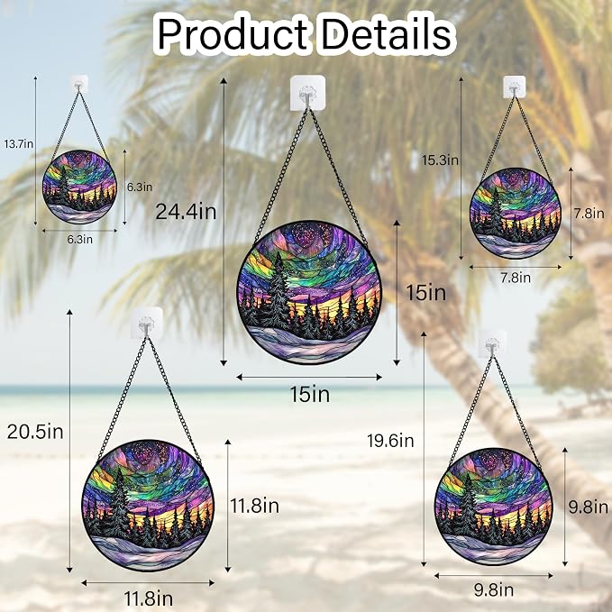 DASTOLL Stained Glass Window Hanging, Van Gogh Night Scene Sun Catchers Colorful Glass Panel Starry Sky Suncatcher Decor for Birthday for Women, Men, Wife, Aunt, and Mom 6.3 in