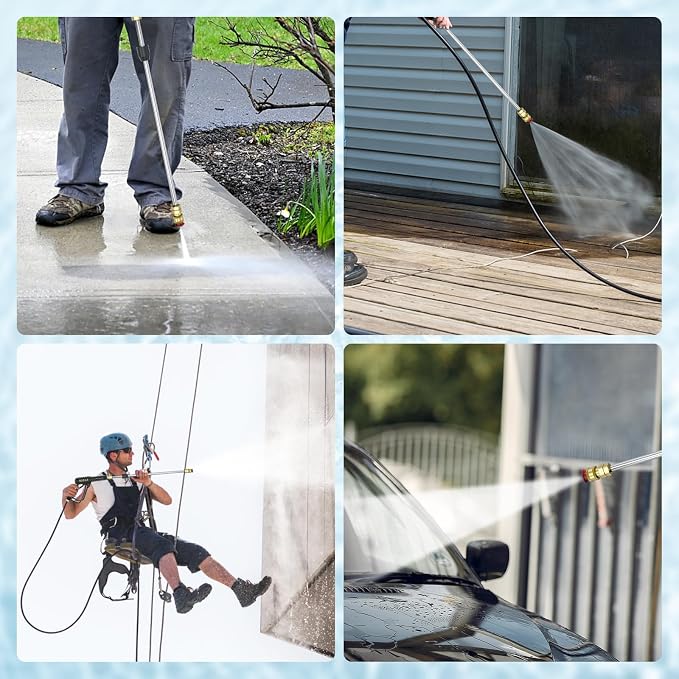 POHIR 3600PSI Pressure Washer Gun and Hose 50ft, Power Washer Hose Gun 15 in Extension Wand Accessories Replacement Parts Kit with Nozzle Tips and 3/8'' QC Set Suitable for Home and Outdoor Cleaning