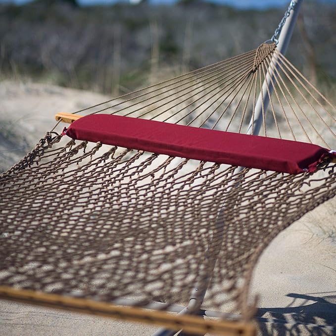 Nags Head Hammocks Admiral Mocha DuraCord Rope Hammock – 13 ft. x 60 in., 2-Person, 450 lb Capacity, Cumaru Spreader Bar, Free Chains & Tree Hooks, Handcrafted in The USA