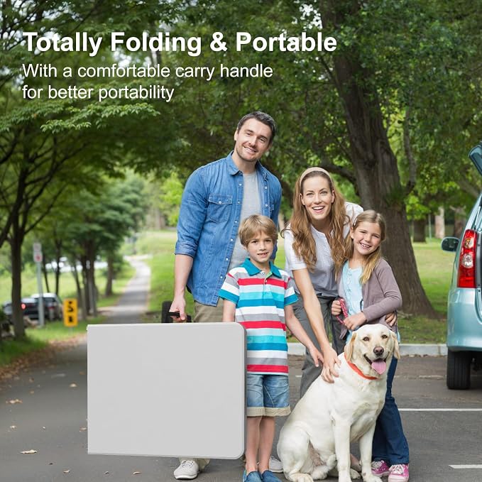 6FT Folding Table 2 Pack, Portable Plastic Folding Table, Fold up Tables with Carrying Handle, Easy Foldable and Storage for Dinning Camping Picnic Indoor Outdoor