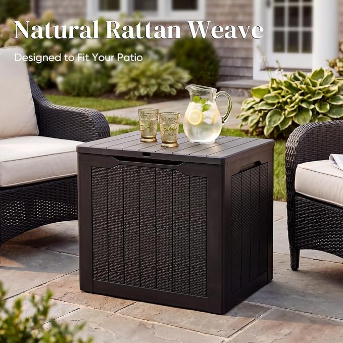 Quictent 28 Gallon Outdoor Resin Deck Box, Black | Waterproof, Lockable Storage, Weatherproof, For Patio Cushions, Garden Tools, Pool Accessories