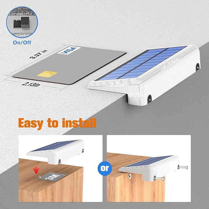 NIORSUN Solar Fence Lights Outdoor 16 Pack, IP65 Waterproof Large Size LED Solar Deck Lights with Lenses, Auto ON Off Warm White Step Lights for Outside, Patio, Fence, Yard and Railing Decor (White)