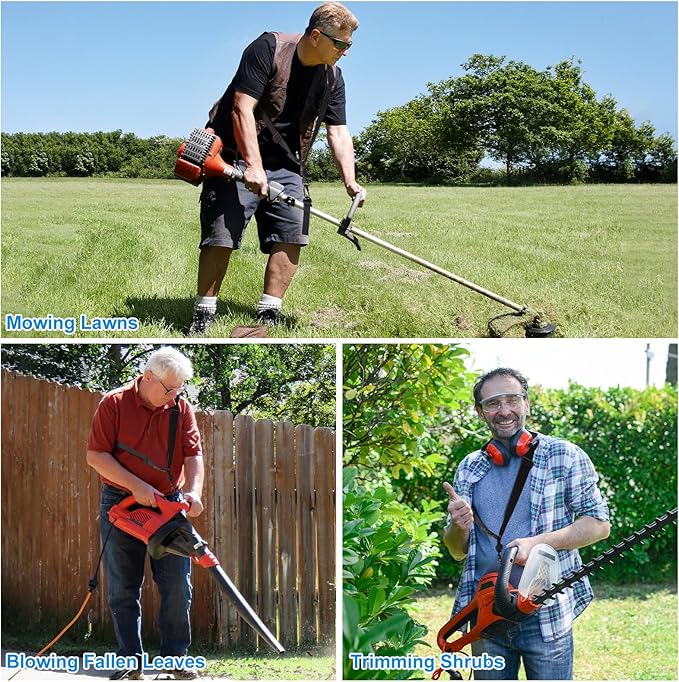 FIEIL Shoulder Strap for Weed Eater, Trimmer Shoulder Strap with Thicken 3D Air Cushion, Not Easy to Slide, Weed Eater Harness Compatible with String Trimmer & Leaf Blower (Reduced Stress)