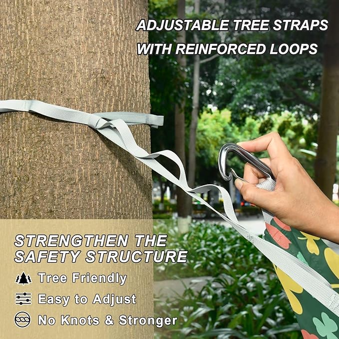 Hammocks for Outside Four-Leaf Clovers Camping Hammock Portable Hammocks with Tree Straps and Carry Bag Camping Accessories for Hiking Beach Outdoor