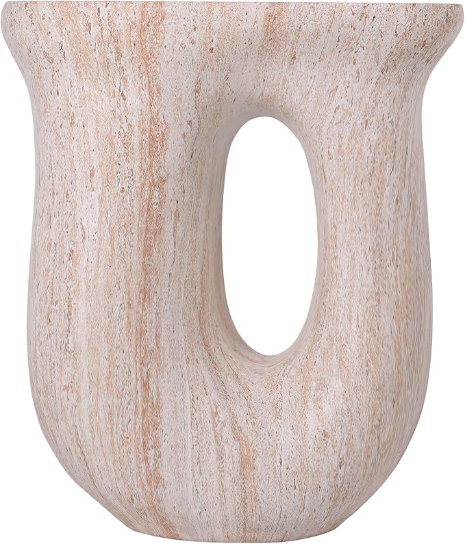 Christopher Knight Home 18.9 Inch Modern U Shaped Accent Table, Sculptural MGO Stone Look Side Table for Indoor Outdoor Garden Balcony Living Room Entryway Bedroom