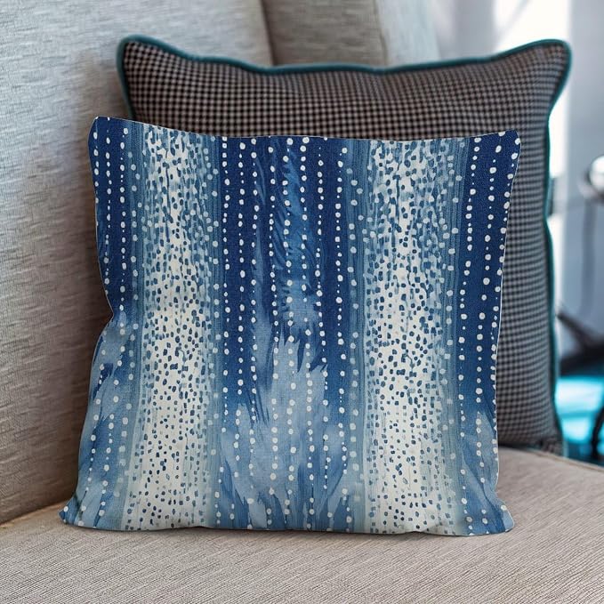 Antelope Aqua Animal Cushion Cases White Blue Animal Strip Throw Pillow Cover Retro Throw Pillow Covers Farmhouse Decorative for Patio Furniture Garden 22x22 in