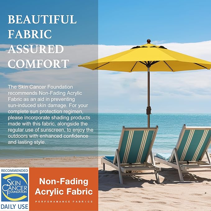 EliteShade USA 10-Year-Non-Fading 9Ft Market Patio Umbrella, UPF 50+ UV Protection Performance Sun Umbrella, Heavy Duty Commercial Grade Outdoor Table Umbrella with Crank & Tilt, Windproof Vented Top for Garden, Pool, Deck and Outdoor Playsets, Sunflow...