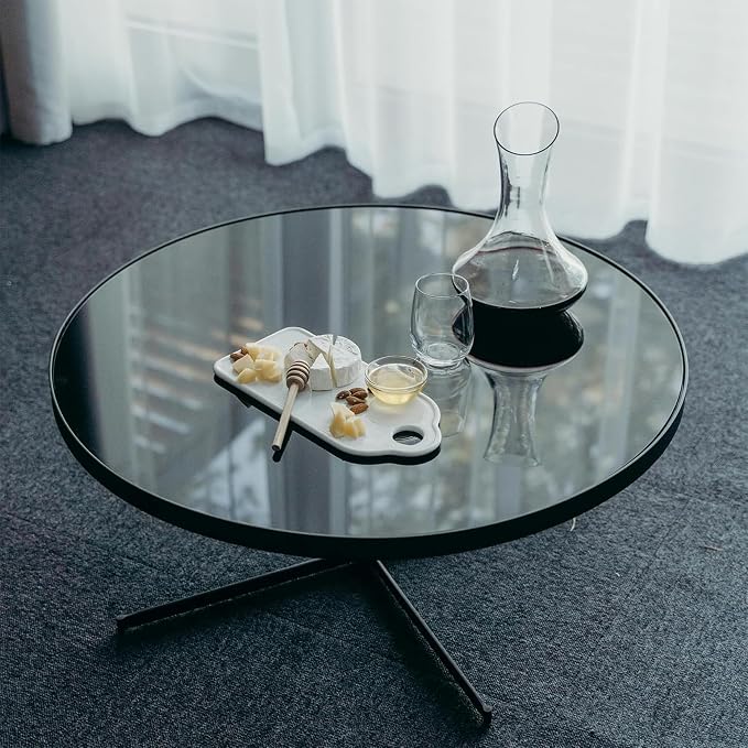 28 inch Round 1/4" Thick Pencil Polished Edge Glass Table Top with 6 Bumpers - Tempered, Scratch Resistant & Safety Replacement Glass Designed for Dining, Coffee, Patio & End Tables