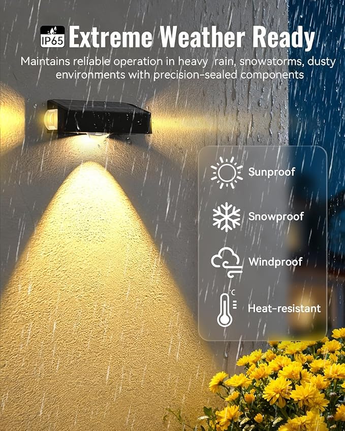Solar Fence Lights Outdoor, 8 Pack 12 Mode RGB Color Changing & Warm/Cool White, Waterproof IP65 3-LED Dusk to Dawn Fence Lights Solar Powered for Wall, Railing, Patio, Step, Backyard, Outside