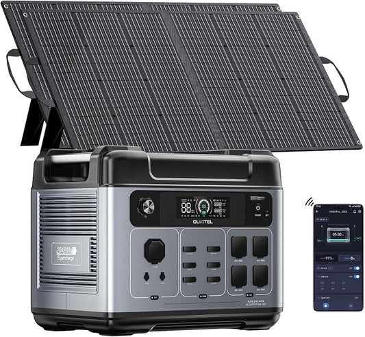 Portable Power Station, 2048Wh LiFePO4 Solar Generator with Panels Included, 3200W (Surge 6000W) AC Output Power Supply, 1800W Fast Charging, 10ms UPS, 16 Outlets for Home Backup RV Camping Emergency