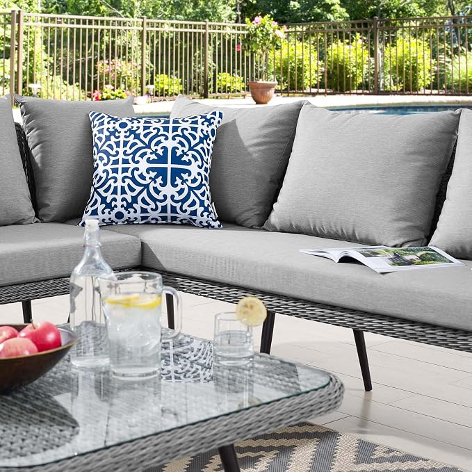 Endeavor Outdoor Patio Wicker Rattan Outdoor Patio Wicker Rattan Seating Set in Gray Gray