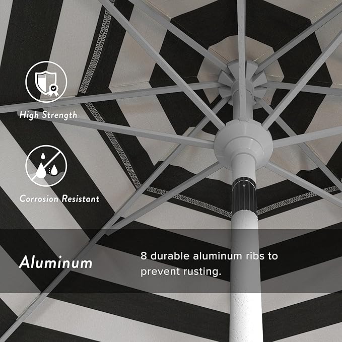 California Umbrella 7.5' Rd. Aluminum Patio Umbrella, Crank Lift, Collar Tilt, White