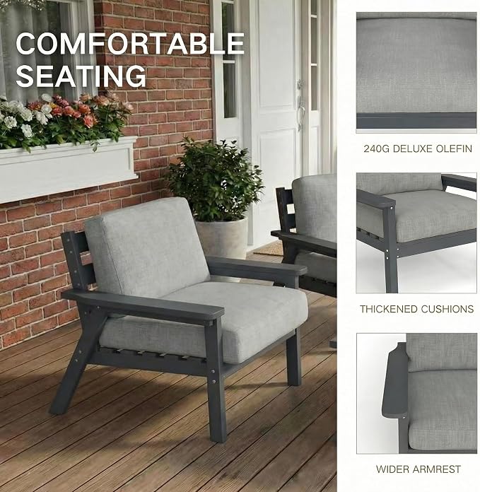 Kingdura HDPE Patio Furniture Set, 12 Piece Outdoor Sectional Sofa with Coffee Table & Side Table, All Weather Outdoor Couch Conversation Set with Washable Cushions for Backyard Poolside Balcony
