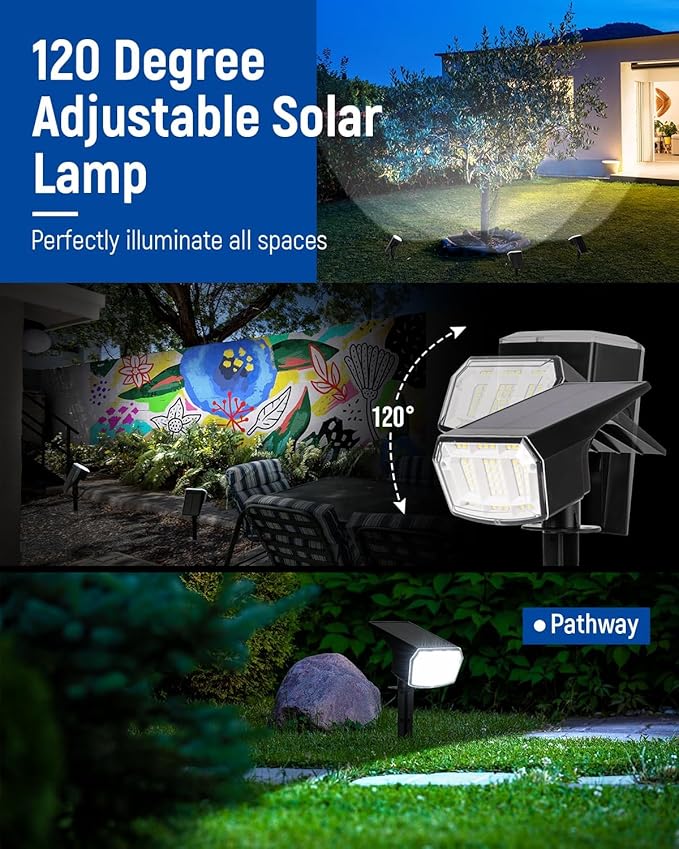 Solar Spot Lights Outdoor IP67 Waterproof 12 Pack, 63 LED 3 Modes Solar Landscape Spotlights for Yard Garden Pathway Wall House Garage (Cool White)