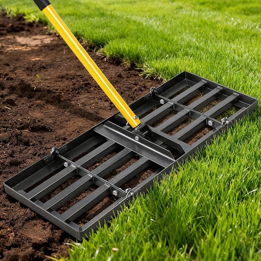 Joyhalo Lawn Leveling Rake, 36 Inch Yard Lawn Leveling for Soil with 78" Adjustable Steel Handle, Heavy Duty Effort Saving Landscape Lawn Leveler for Yard Garden Golf Course Soil Sand Dirt Grass