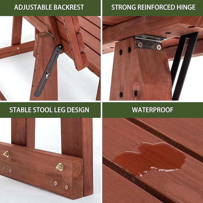 Outdoor Picnic Table 55×29×37"2 in 1 Convertible Wood Bench,UV Protection and Cool Shade Lifetime Camp Stand with Built-In Umbrella Hole,Adjustable Backrest Convert a Patio Dining Set into a Long Seat