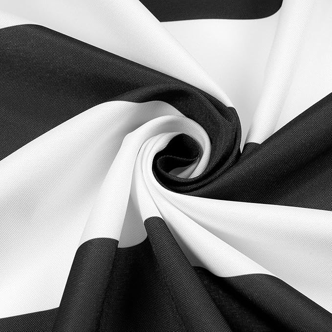 9ft Market Patio Umbrella Replacement Canopy, UV Protective, Fade Resistant, Vented Design for Outdoor Use (Black White Stripe)