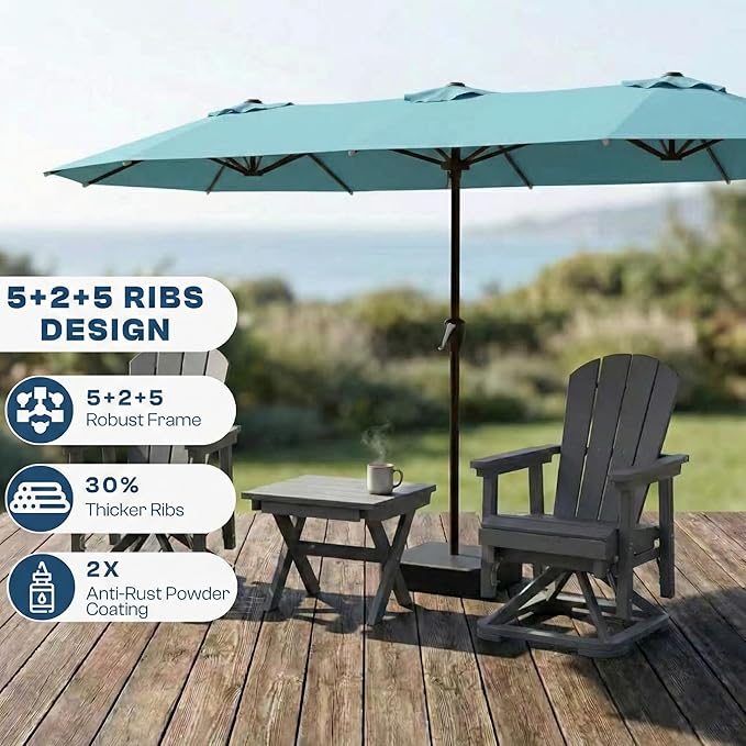 15FT Large Patio Umbrella with Base Included