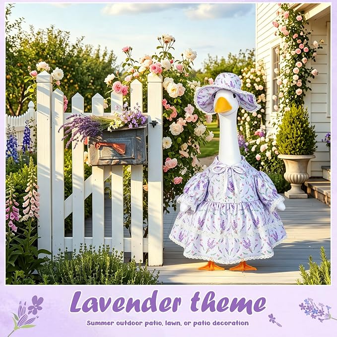 FuWeave Fall Porch Goose Outfit for Lawn Decor | Fits 23"/17" Lawn Plastic/Cement Statue Goose Costume Dress for Front Outdoor Courtyard Garden Patio Yard Decoration